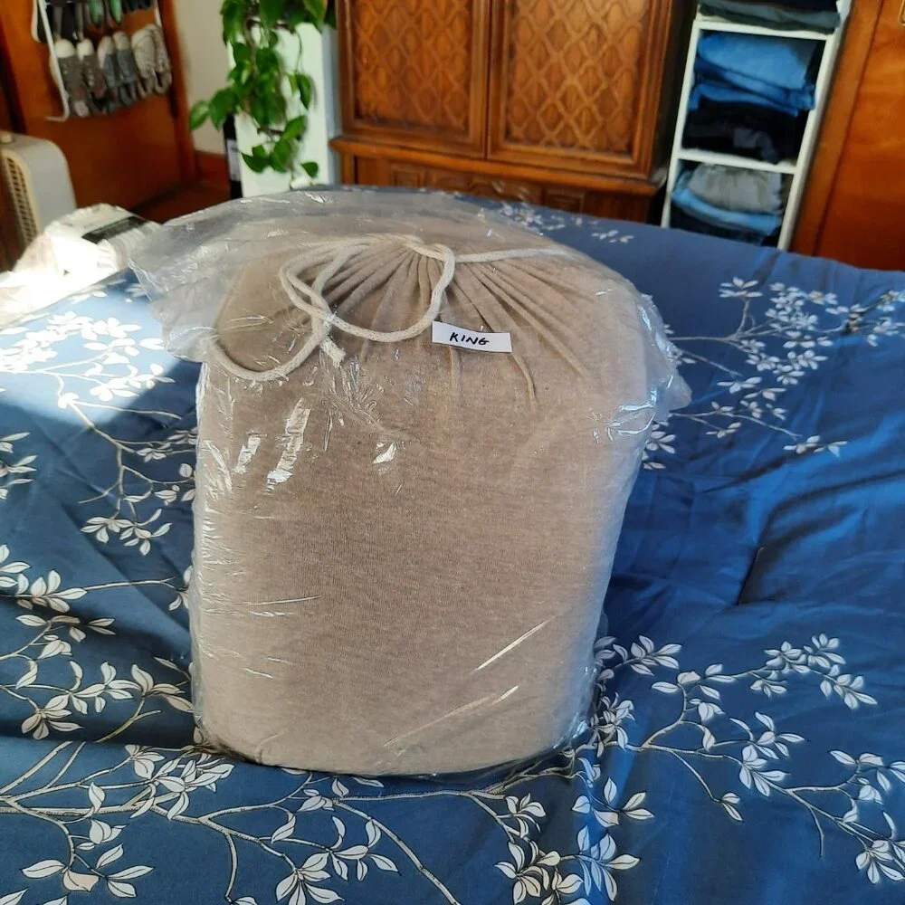 SOHO Loft Cotton -Jersey Knit KING Sheet Set (4 pc), Like New! - Oatmeal Heather